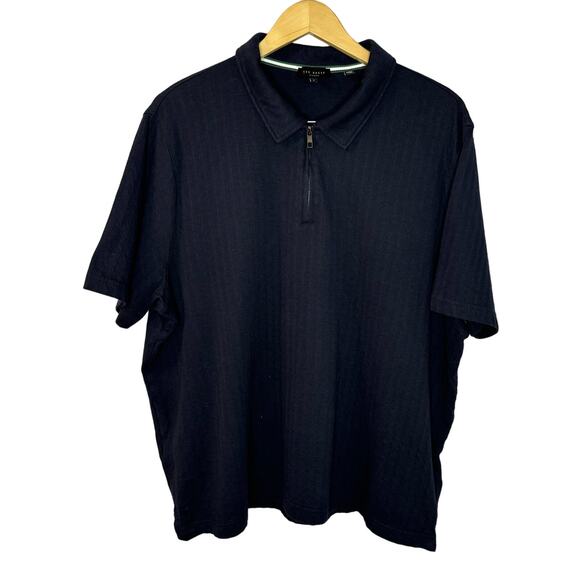 Ted Baker Speysid Short Sleeve Textured Zip Polo Shirt Blue Preppy Men's 3XL - Picture 2 of 13